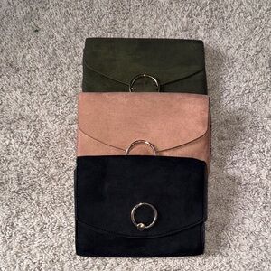 3 for $30—> Elegant Black, Tan, and Green Clutch Set